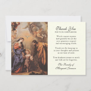 Catholic Elegant Holy Family Condolence Thank You Card