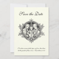 Catholic Elegant Ivory Holy Family Save The Date