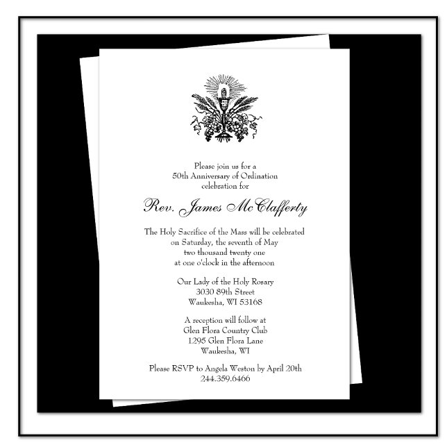 Catholic Elegant Priest Ordination Anniversary Inv Invitation (Creator Uploaded)