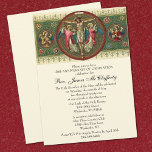 Catholic Elegant Priest Ordination Anniversary  Invitation<br><div class="desc">This is a beautiful traditional Catholic Priest Ordination and/or Anniversary Celebration invitation an image of Christ Crucified with angels in adoration. All text and fonts can be modified.</div>