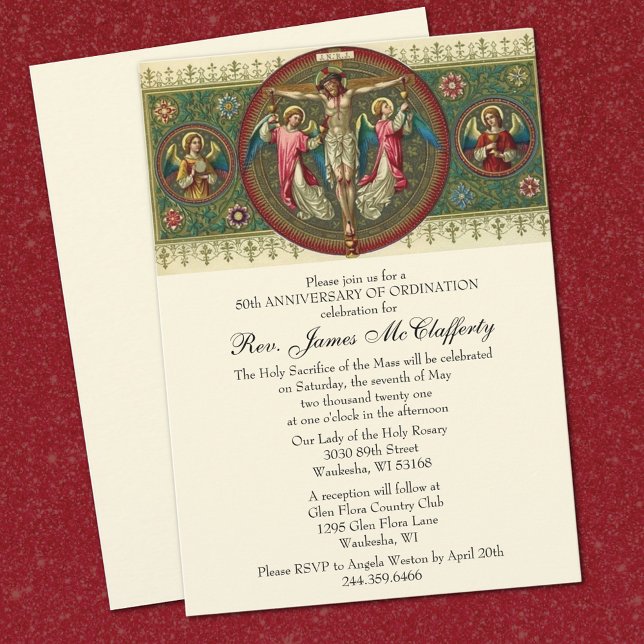 Catholic Elegant Priest Ordination Anniversary  Invitation (Creator Uploaded)