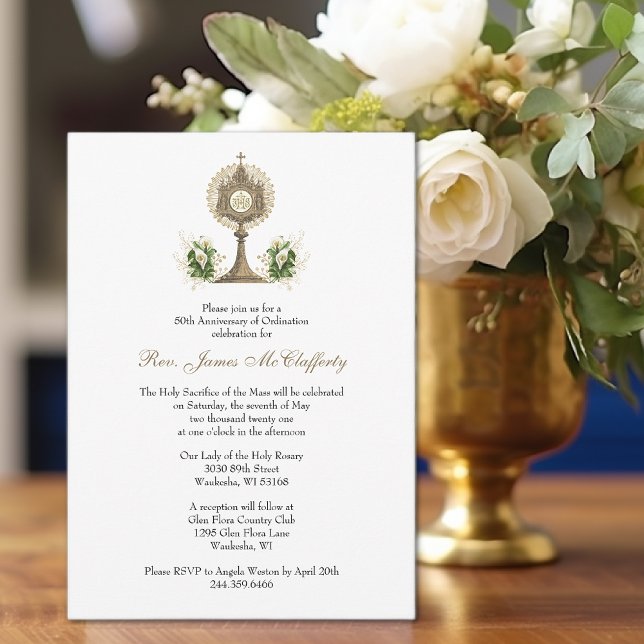 Catholic Elegant Priest Ordination Anniversary Invitation (Creator Uploaded)