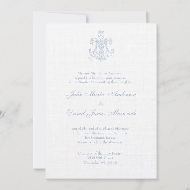 Catholic Elegant Religious Mary Wedding Invitation (Front)