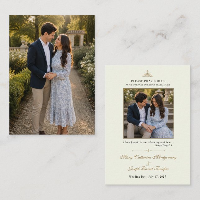 Catholic Engagement Prayer Card w/photos (Front/Back)