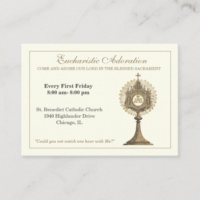 Catholic Eucharistic Adoration Jesus Prayer  Business Card (Front)