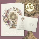 Catholic Eucharistic Host Scripture Prayer  Card<br><div class="desc">Featuring a custom designed traditional Catholic religious  image of the Holy Monstrance with the Eucharist and a floral wreath surrounding.  A beautiful card of encouragement with a scripture verse below and the text to the Eucharistic Hymn O Salutaris Host.</div>