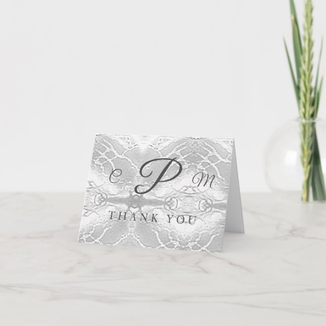 Catholic Faux-Satin Monogrammed Thank You Card (Front)