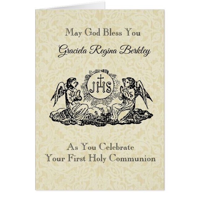 Catholic First Holy Communion Angels Lace (Front)