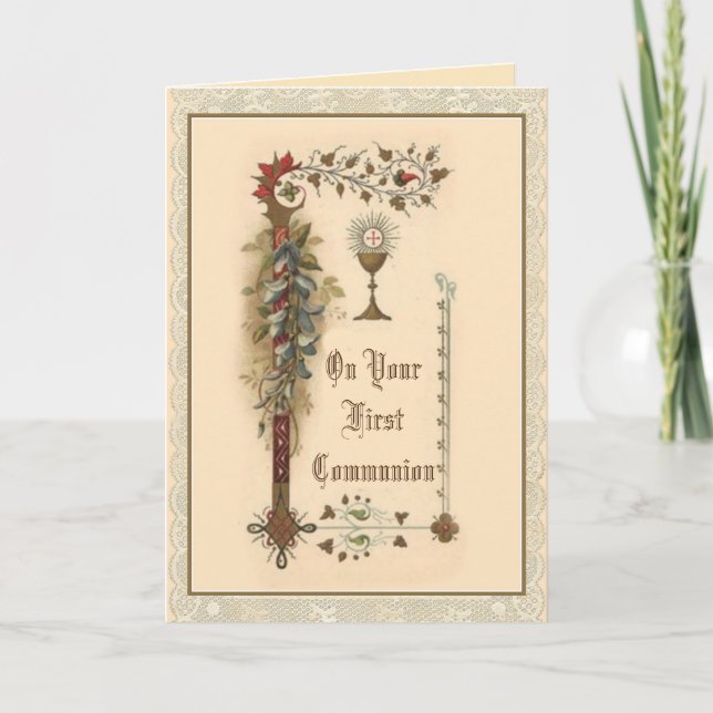 Catholic First Holy Communion Chalice Host Card (Front)