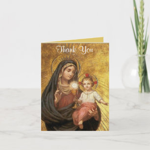 Catholic First Holy Communion Eucharist Thank You Card