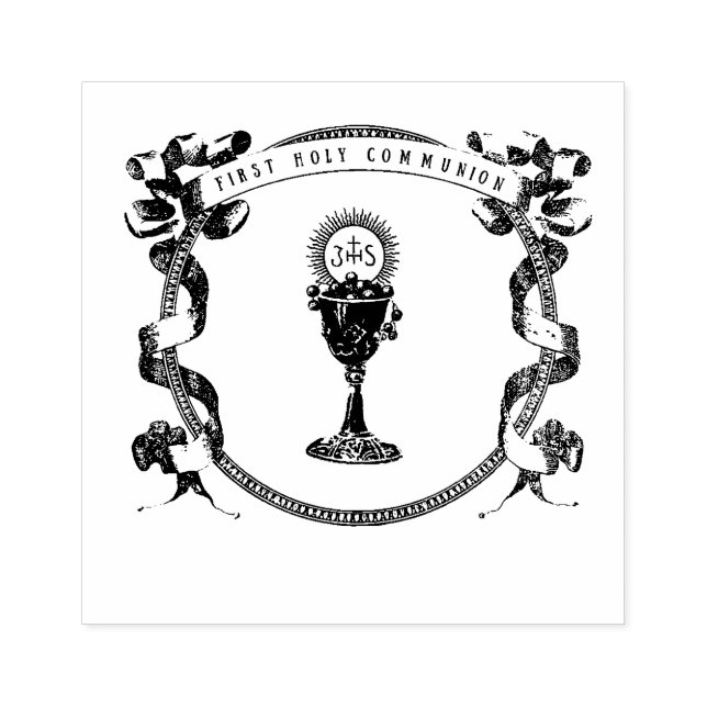 Catholic First Holy Communion Eucharist Vintage Rubber Stamp (Imprint)