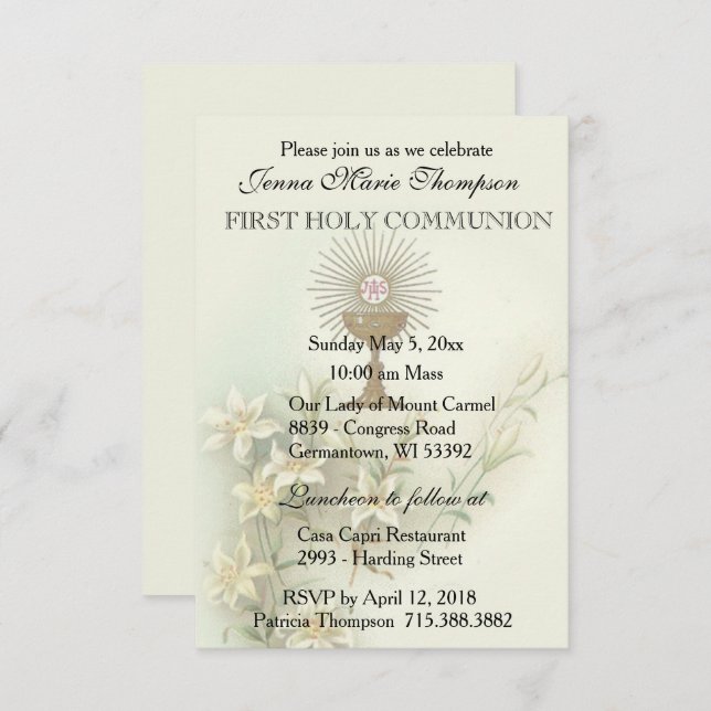 Catholic First Holy Communion Invitation (Front/Back)