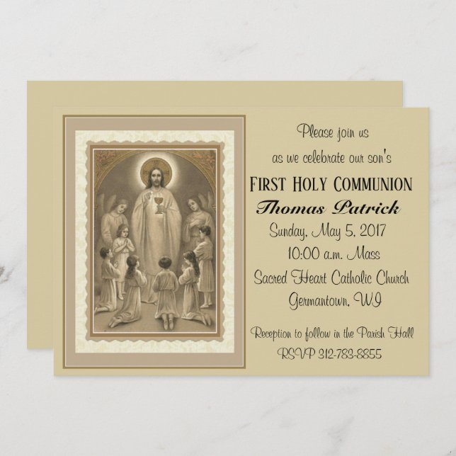 Catholic First Holy Communion Invitations (Front/Back)