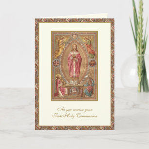 Catholic First Holy Communion Jesus Angels  Card