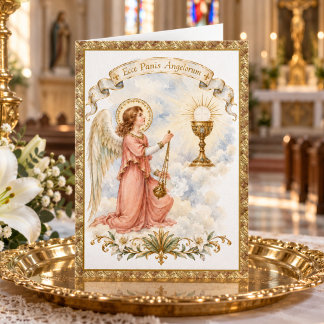 Catholic First Holy Communion Jesus Angels Card