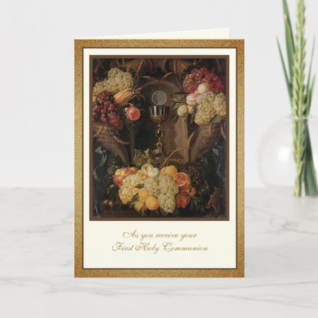 Catholic First Holy Communion Jesus Eucharist Card (Front)