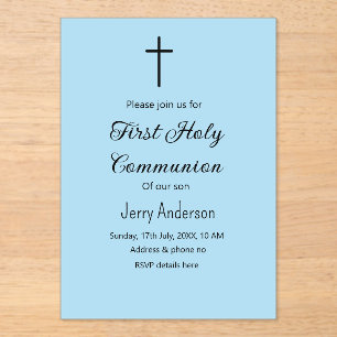 Catholic first holy communion simple QR minimal Acrylic Invitations