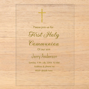 Catholic first holy communion simple QR minimal Acrylic Invitations