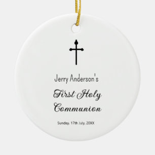 Catholic first holy communion simple QR minimal Ceramic Tree Decoration