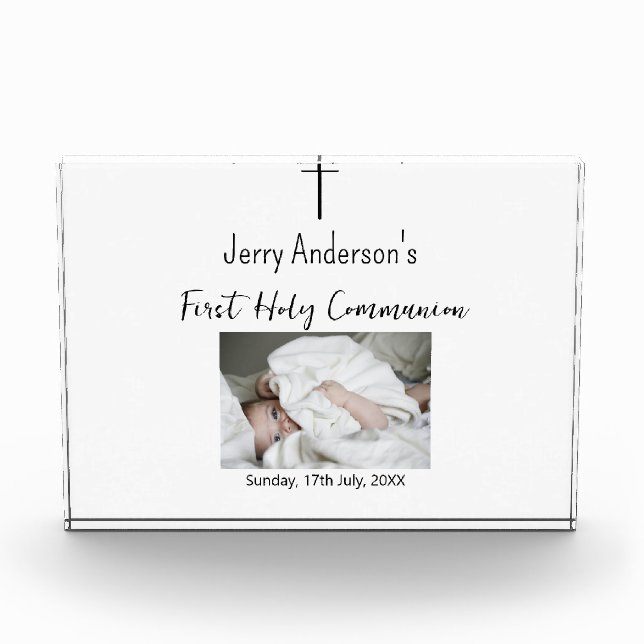 Catholic first holy communion simple QR minimal Photo Block (Front)