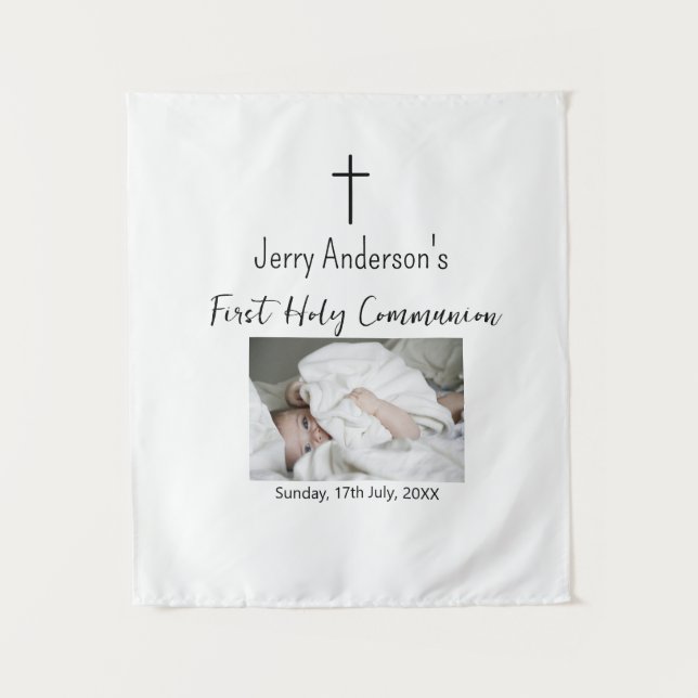 Catholic first holy communion simple QR minimal Tapestry (Front)