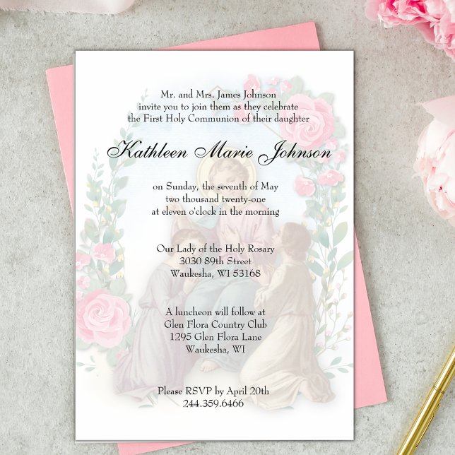 Catholic First Holy Communion Traditional Invitati Invitation (Creator Uploaded)