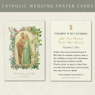 Catholic Floral Mary & Joseph Wedding Holy Card