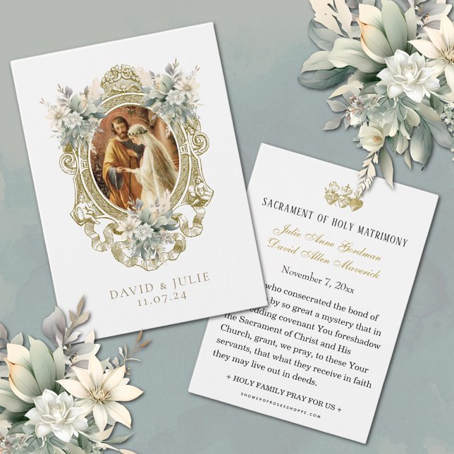  Catholic Floral Wedding Prayer Card  (Traditional Catholic Floral Wedding Prayer Cards)