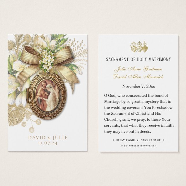  Catholic Floral Wedding Prayer Card  (Front & Back)