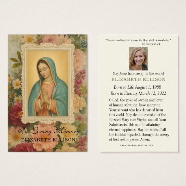 Catholic Funeral Blessed Mary Floral (Front & Back)