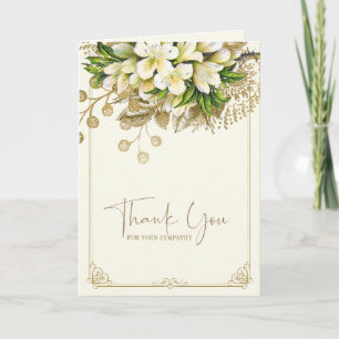 Catholic Funeral Floral Memorial Rosary Thank You  Card