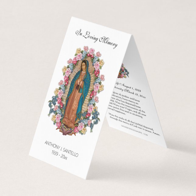 Catholic Funeral Guadalupe Prayer Holy Card (Front)