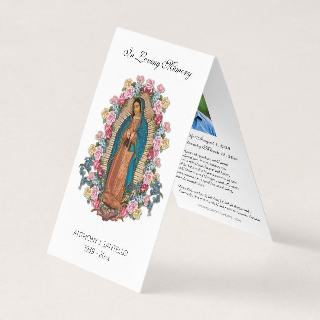 Catholic Funeral Guadalupe Prayer Holy Card (Front)