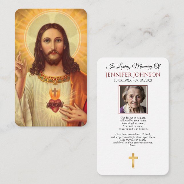 Catholic Funeral Jesus Divine Mercy Prayer Card (Front/Back)