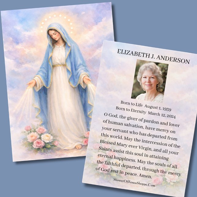 Catholic Funeral Mary Memorial Prayer Holy Card (Creator Uploaded)