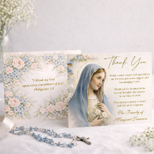 Catholic Funeral Memorial Blessed Virgin Mary  Thank You Card