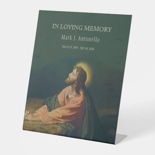 Catholic Funeral Memorial Celebration of Life  Pedestal Sign (Front)