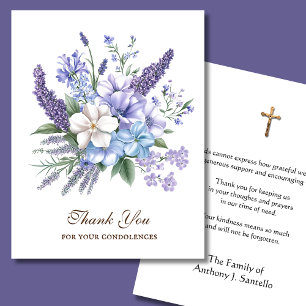 Catholic Funeral Memorial Floral Crucifix Thank You Card