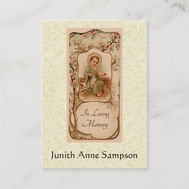 Catholic Funeral Memorial Holy Card | Baby Jesus (Front)