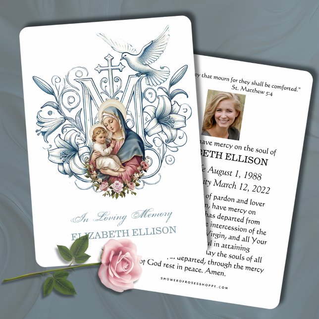 Catholic Funeral Memorial Mary Jesus prayer cards (Creator Uploaded)