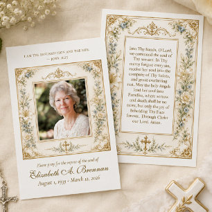 Catholic Funeral Memorial Prayer Card with photo