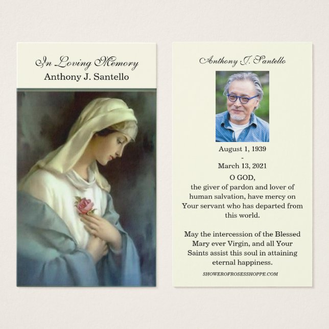 Catholic Funeral Memorial Prayer Holy Book Mark (Front & Back)