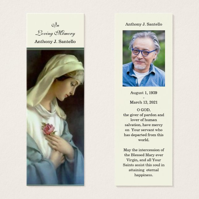 Catholic Funeral Memorial Prayer Holy Book Mark (Front & Back)