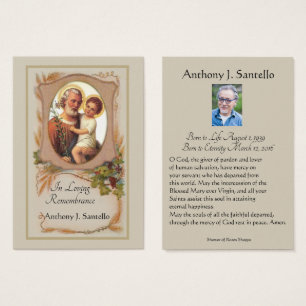 Catholic Funeral Memorial Prayer Holy Card