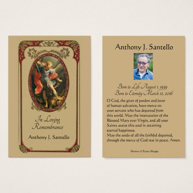 Catholic Funeral Memorial Prayer Holy Card (Front & Back)