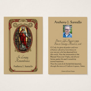 Catholic Funeral Memorial Prayer Holy Card