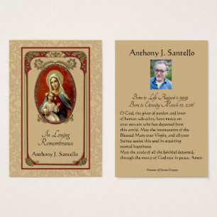 Catholic Funeral Memorial Prayer Holy Card