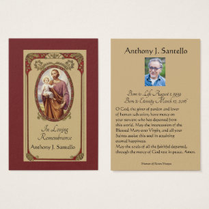 Catholic Funeral Memorial Prayer Holy Card