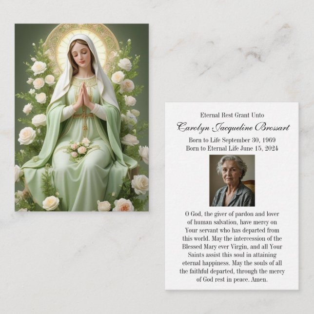 Catholic Funeral Memorial Prayer Holy Card (Front/Back)