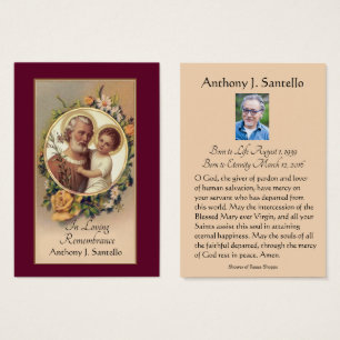 Catholic Funeral Memorial Prayer Holy Card